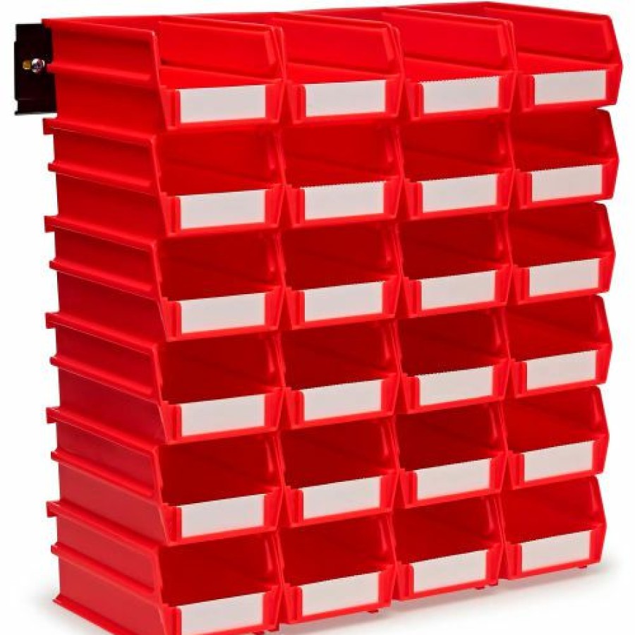 Containers & Organizers * | Triton Products Locbin Wall Storage, 3-220Rws, W/Rails, Medium, Red (26 Pc)