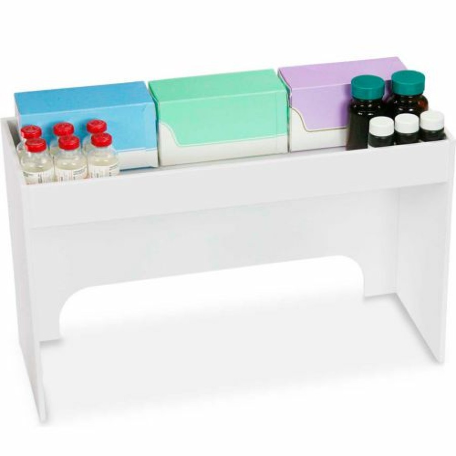 Containers & Organizers * | Trippnt White Pvc 18" Step Shelf Station, 18"W X 7"D X 10"H