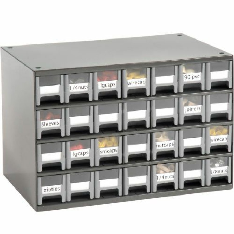 Containers & Organizers * | Akro-Mils Steel Small Parts Storage Cabinet 19228 17"W X 11"D X 11"H W/ 28 Gray Drawers