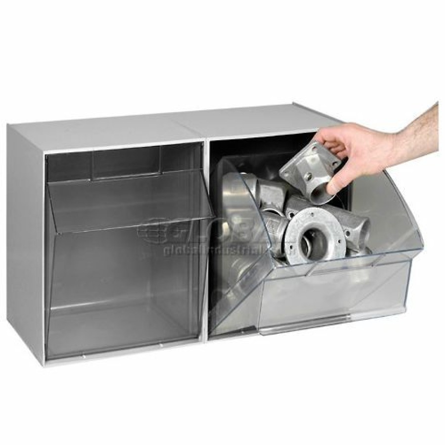 Containers & Organizers * | Quantum Storage Systems Quantum Tip Out Storage Bin Qtb302 2 Compartments Gray