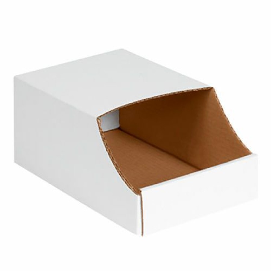 Containers & Organizers * | Single Wall Stackable Corrugated Bin Box, 8"W X 12"D X 4-1/2"H, Oyster White Pkg Qty 50