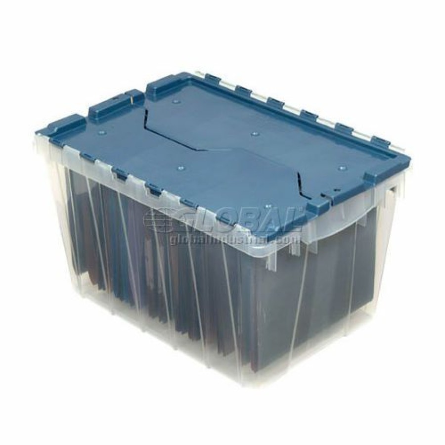 Containers & Organizers * | Akro-Mils Clear Attached Lid Container 66486Fileb W/File Rails 21-1/2"L X 15"W X 12-1/2"H Pkg Qty 6