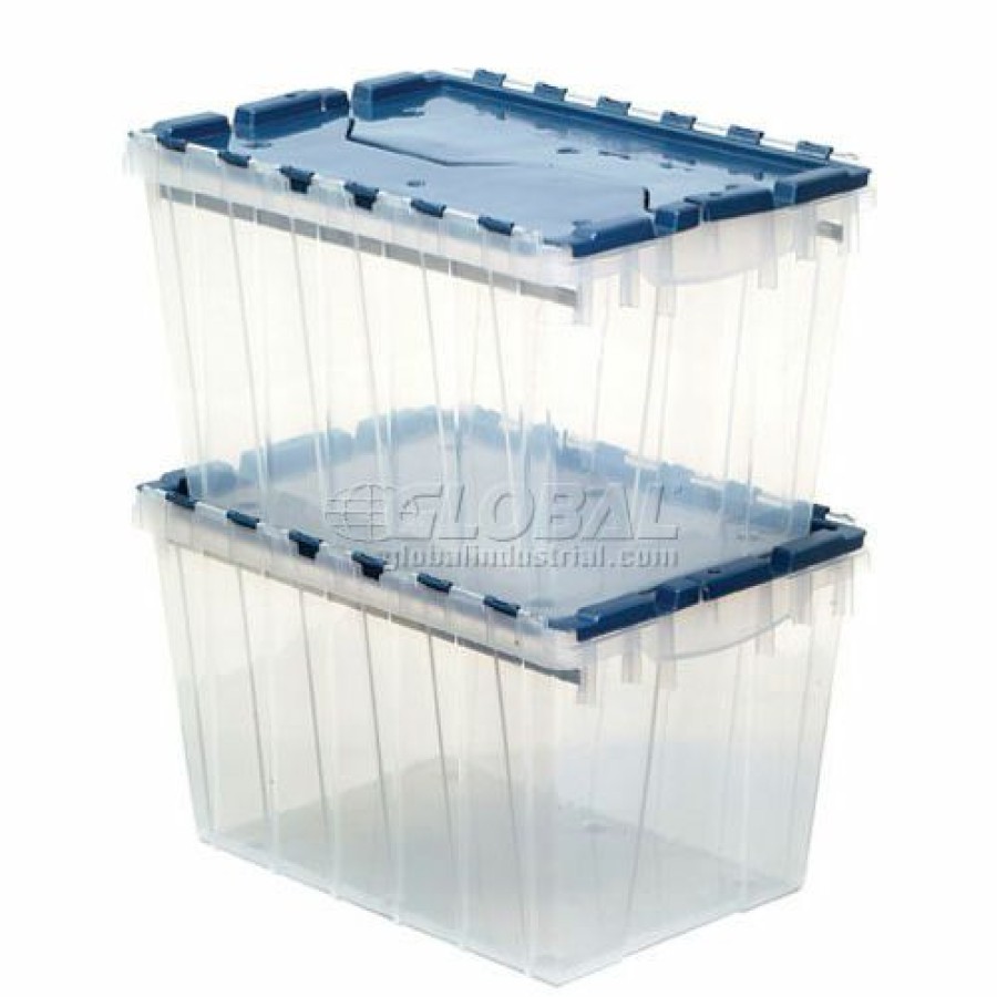 Containers & Organizers * | Akro-Mils Clear Attached Lid Container 66486Fileb W/File Rails 21-1/2"L X 15"W X 12-1/2"H Pkg Qty 6