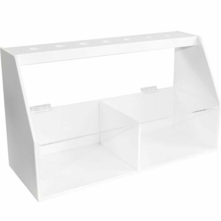 Containers & Organizers * | Trippnt White Pvc And Acrylic Double Pipette Workstation, 18"W X 7"D X 10"H