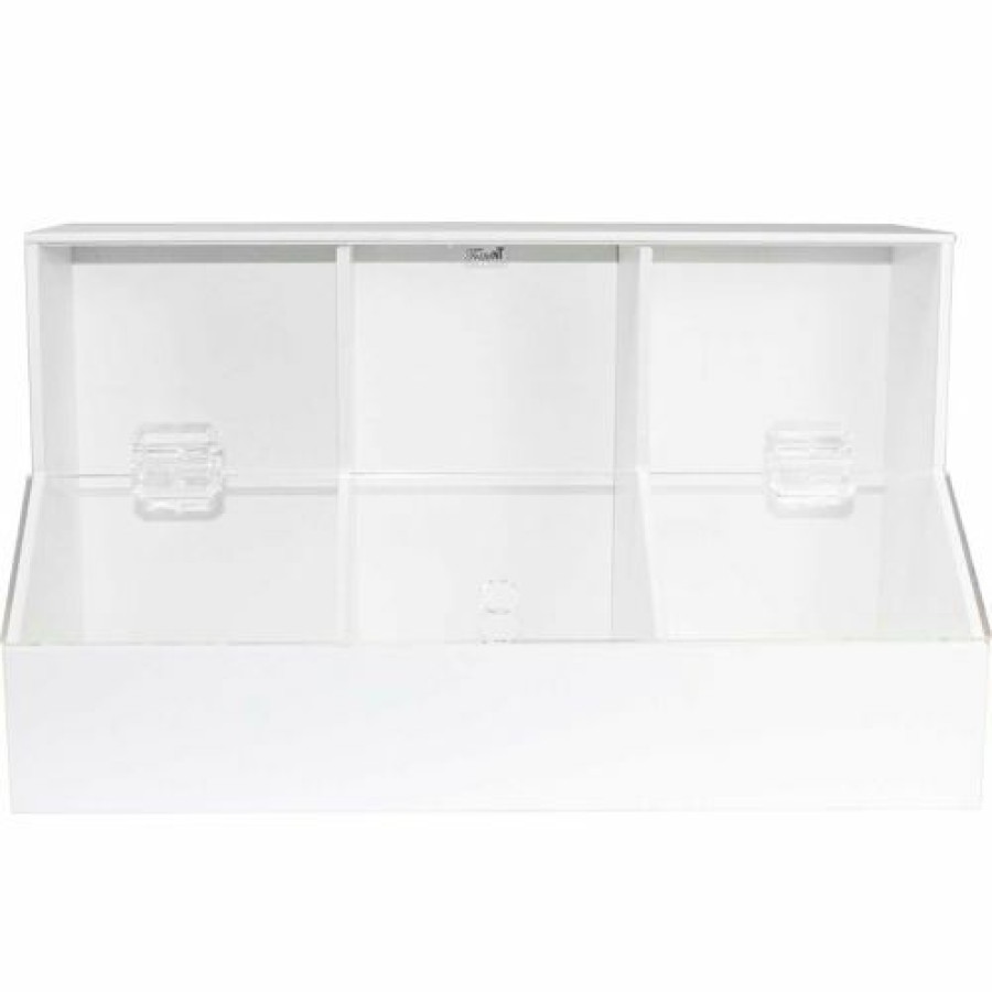 Containers & Organizers * | Trippnt White Pvc/Acrylic Large Dispensing Bin With 3 Compartments, 18"W X 8"D X 9"H