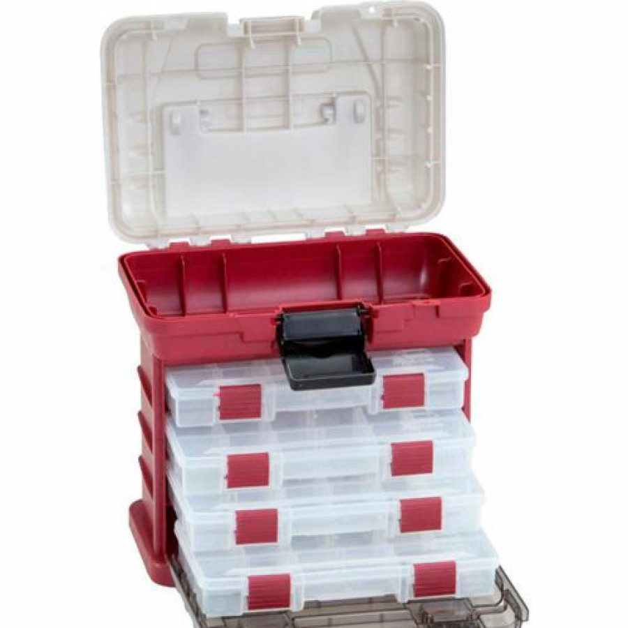 Containers & Organizers * | Plano Molding 135402 Drawer Rack System (1) L (4) S Boxes, 11"L X 7-1/4"W X 10"H, Red/Silver Pkg Qty 2