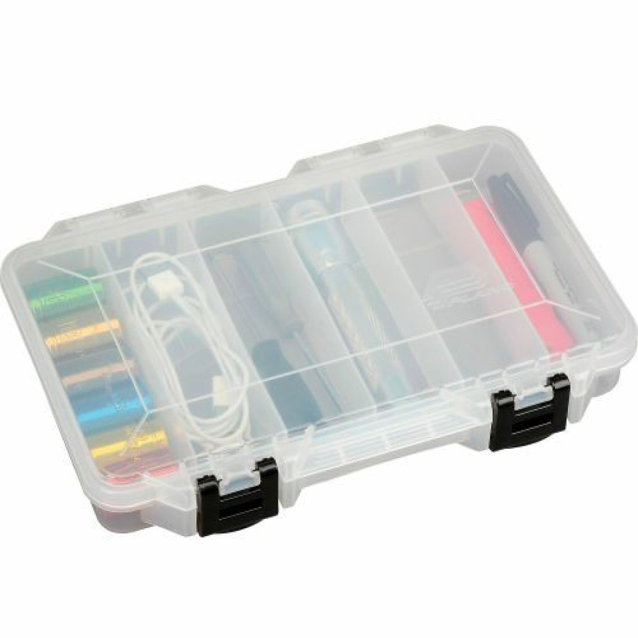 Containers & Organizers * | Plano Molding Plano Stowaway 6 Fixed Compartment Box, 11"L X 7-1/4"W X 1-3/4"H, Clear Pkg Qty 6