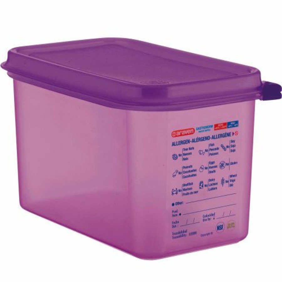 Containers & Organizers * | Araven 61392 Food Container, Anti-Allergen, W/Lid, Polypropylene, 4.5 Qt., 1/4 Size, Purple Pkg Qty 6