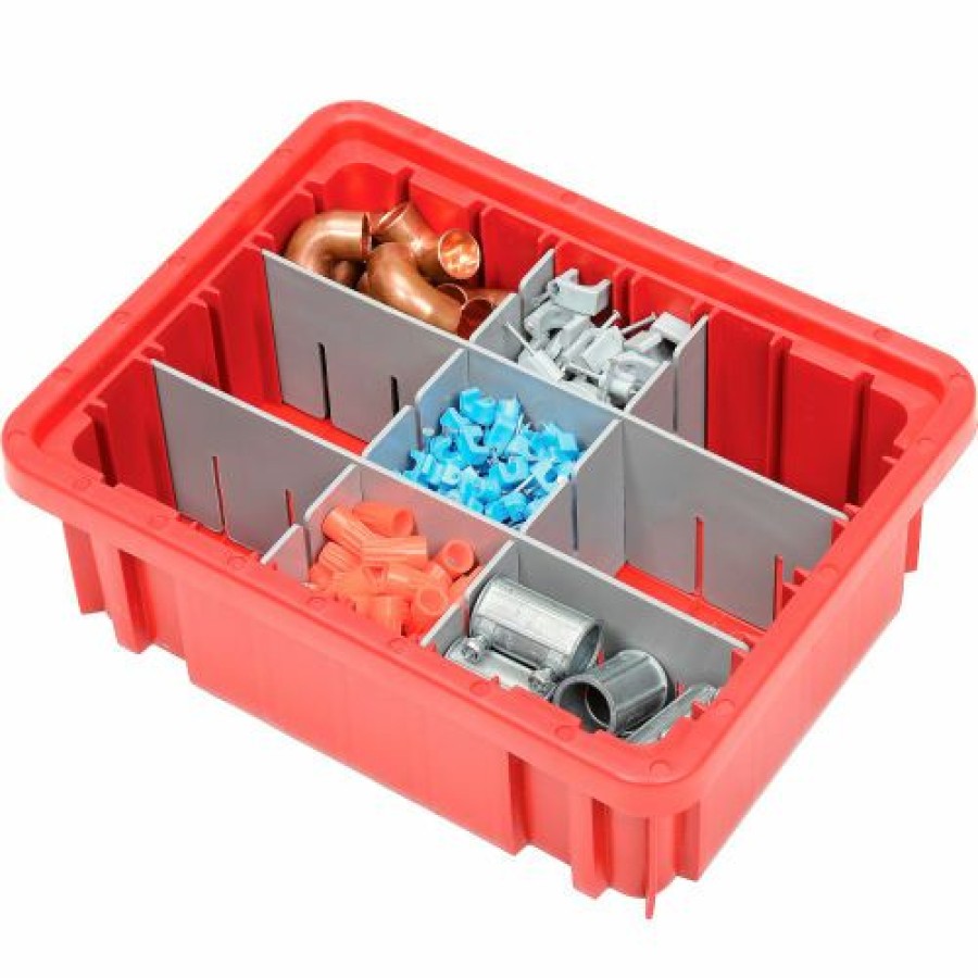 Containers & Organizers * | Global Industrial Plastic Dividable Grid Container Dg91035,10-7/8"L X 8-1/4"W X 3-1/2"H, Red Pkg Qty 20