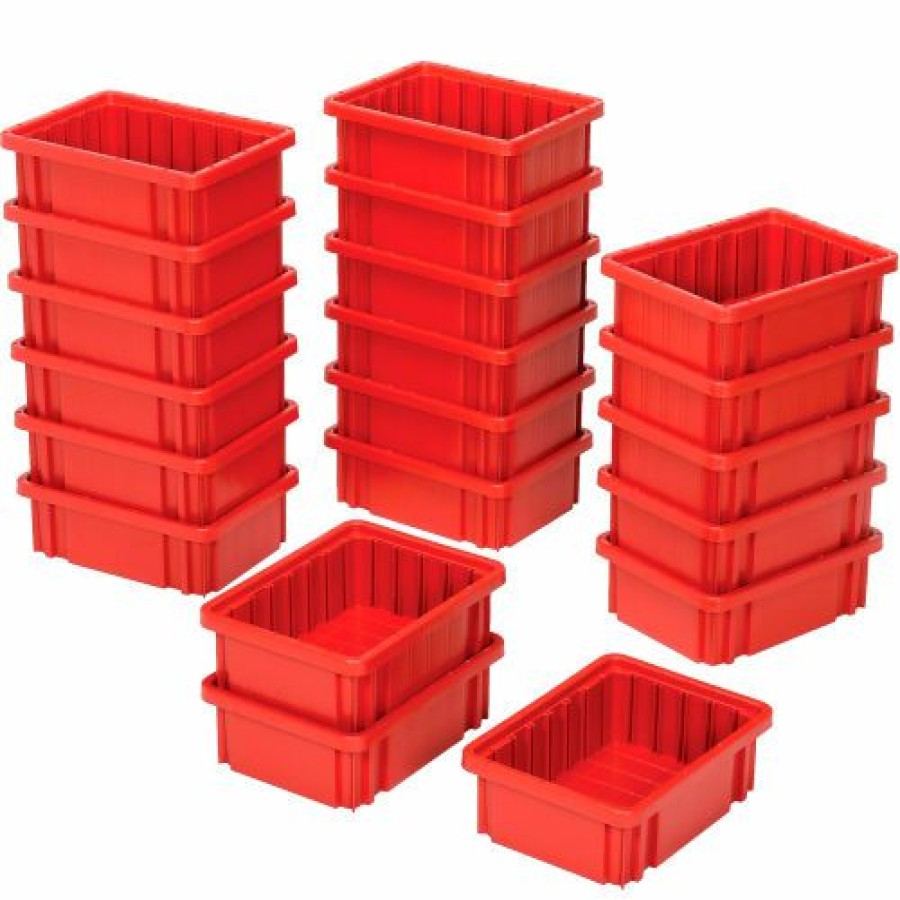 Containers & Organizers * | Global Industrial Plastic Dividable Grid Container Dg91035,10-7/8"L X 8-1/4"W X 3-1/2"H, Red Pkg Qty 20