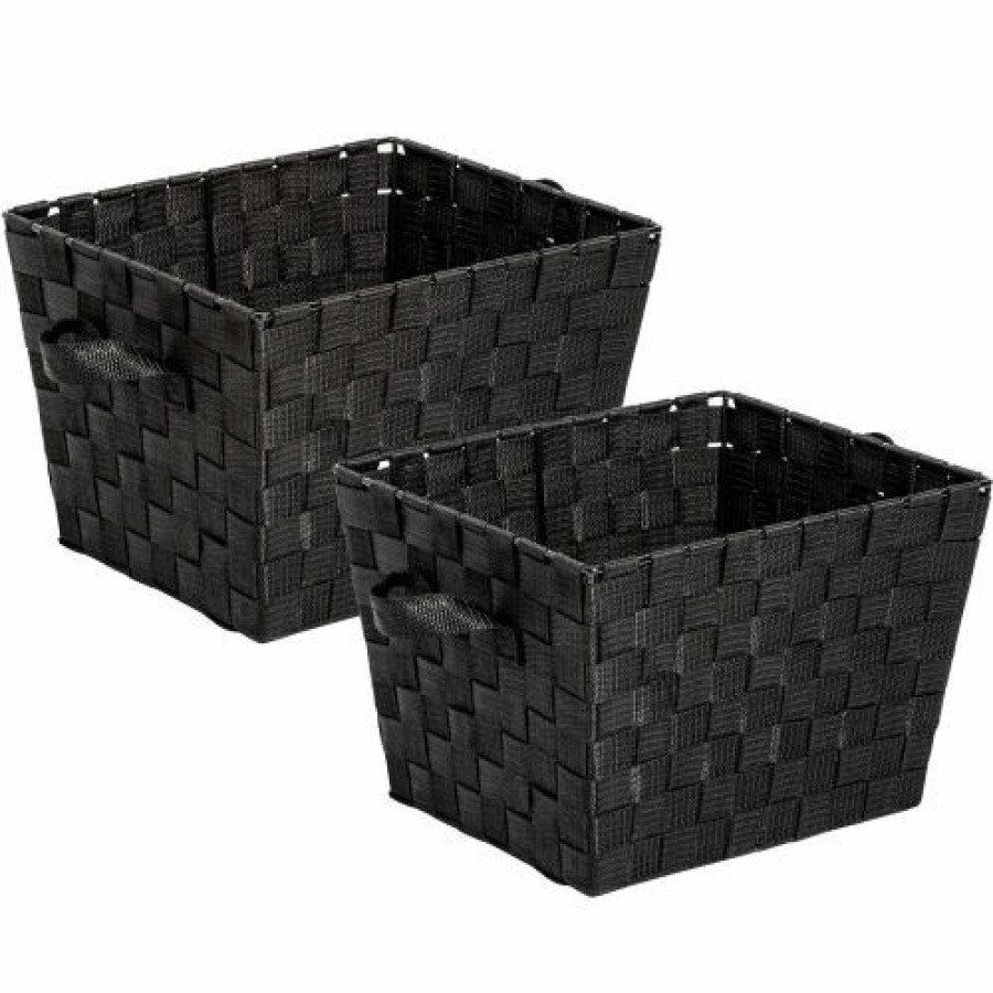 Containers & Organizers * | Honey-Can-Do 2-Pack Woven Bins Black