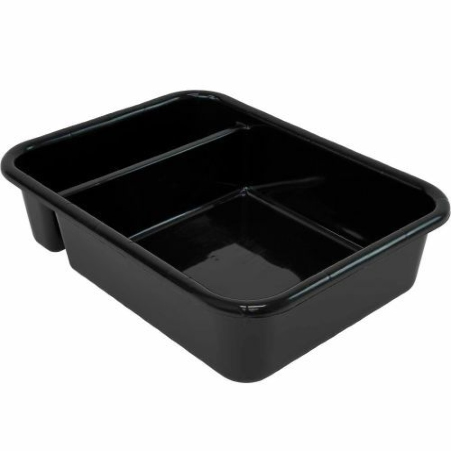 Containers & Organizers * | Quantum Storage Systems Quantum Bussing Tub, 20"L X 15"W X 5"H (2) Compartment Bus Box, Polypropylene, Black Pkg Qty 12