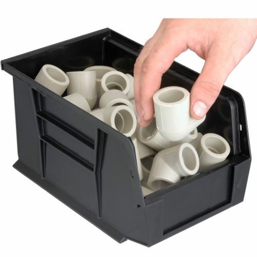 Containers & Organizers * | Plastic Stack & Hang Bin, 6"W X 9-1/4" D X 5"H, Black Pkg Qty 12