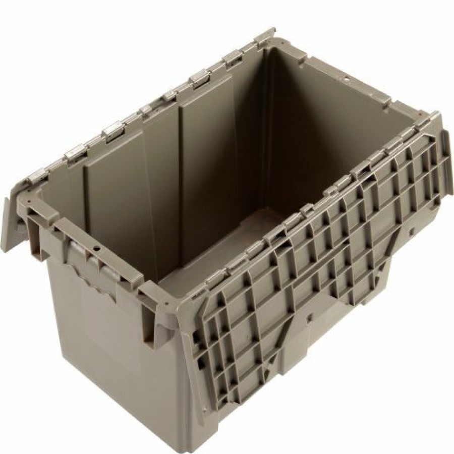 Containers & Organizers * | Global Industrial Plastic Attached Lid Shipping & Storage Container Dc2213-12 22-3/8X13X13 Gy