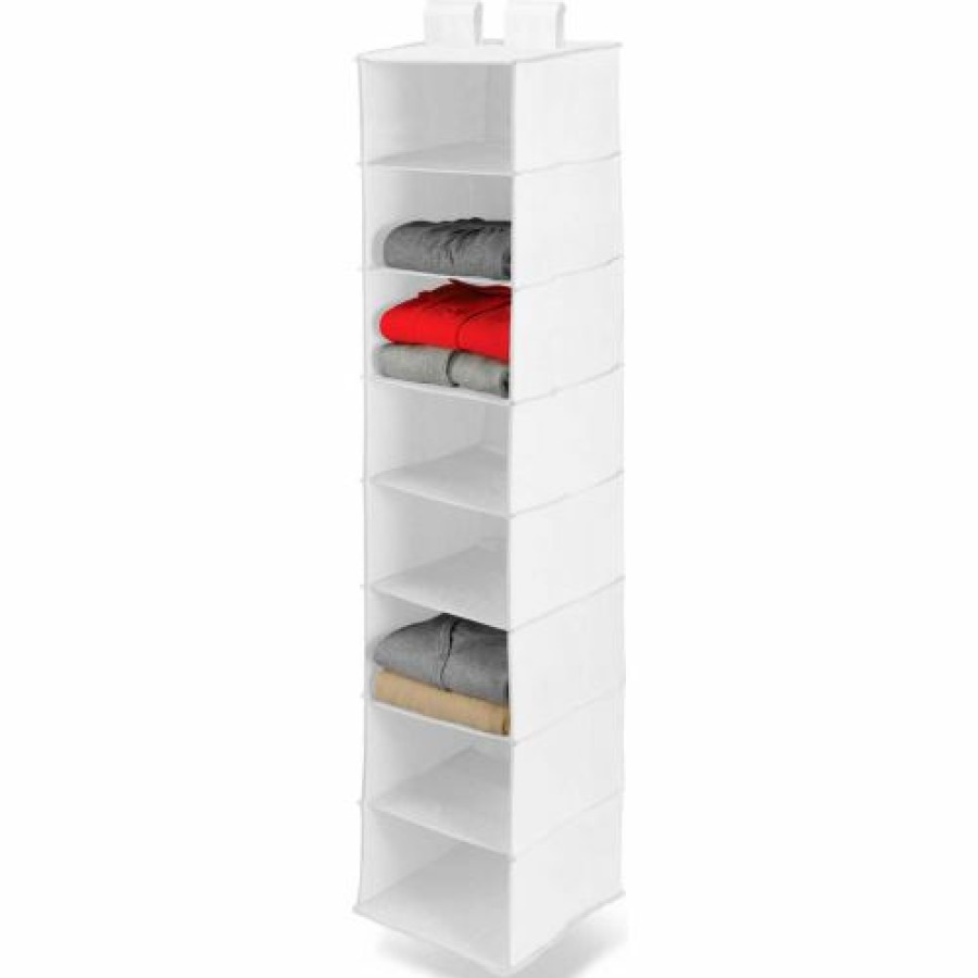 Containers & Organizers * | Honey-Can-Do 8 Shelf Hanging Vertical Closet Organizer, Polyester, White Pkg Qty 2