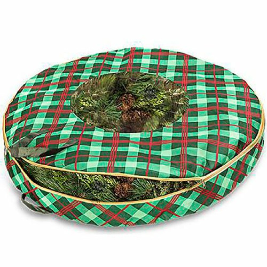 Containers & Organizers * | Honey-Can-Do Holiday 36" Wreath Storage Red/Green Plaid