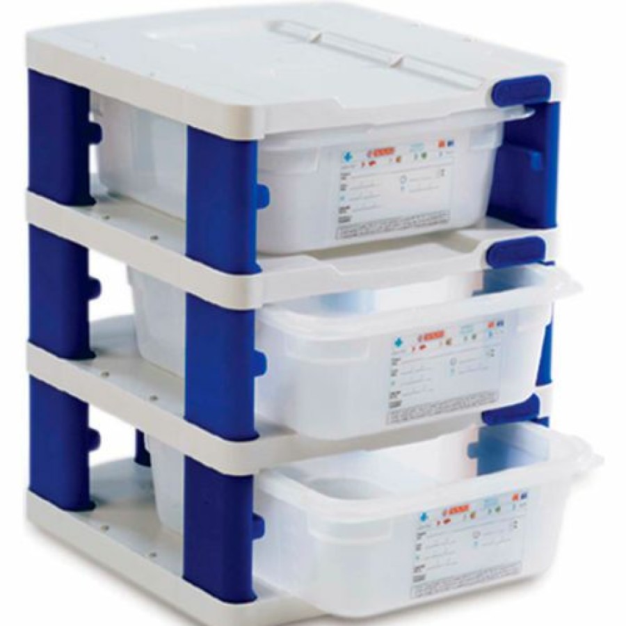 Containers & Organizers * | Araven 18237 Food Storage Container Tower, Pp, Holds (3) 1/2 Size Containers, White & Blue