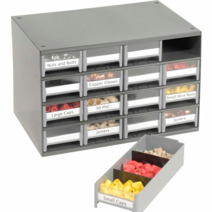 Containers & Organizers * | Akro-Mils Steel Small Parts Storage Cabinet 19416 17"W X 11"D X 11"H W/ 16 Gray Drawers