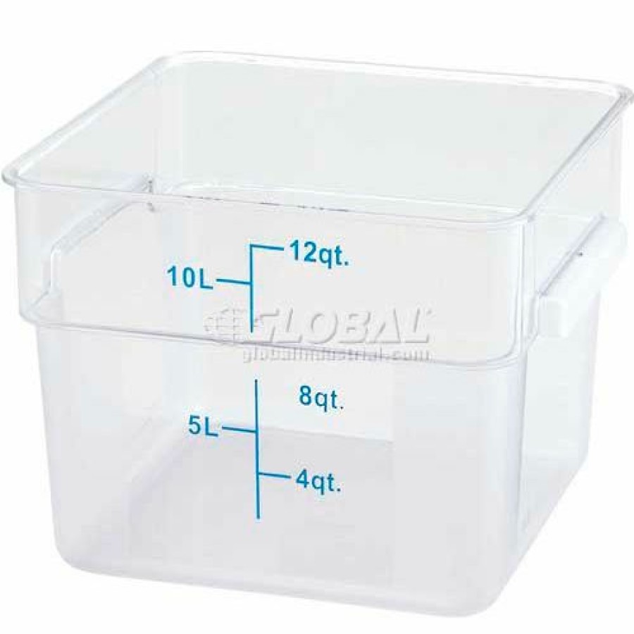 Containers & Organizers * | Winco Pcsc-12C Square Storage Container, 12 Qt, Clear, Polycarbonate Pkg Qty 12