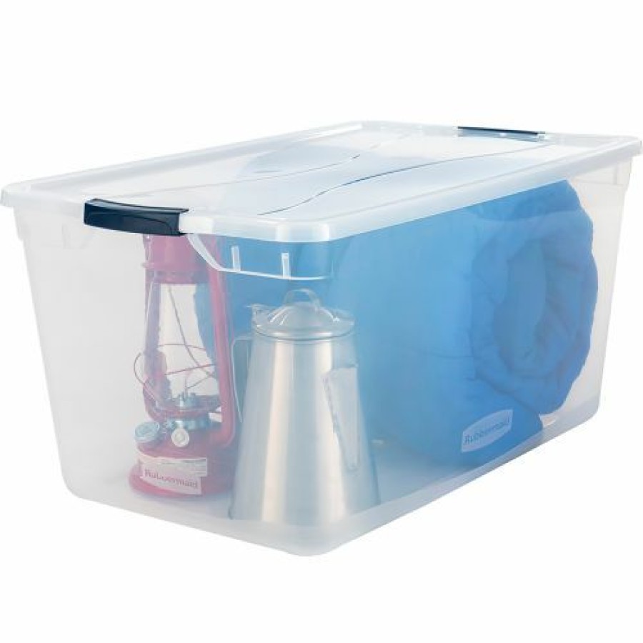 Containers & Organizers * | Rubbermaid Cleverstore Clear Latching Storage Tote W/Lid 95 Qt 29"Lx17-3/4"Wx13-1/4"H Pkg Qty 4