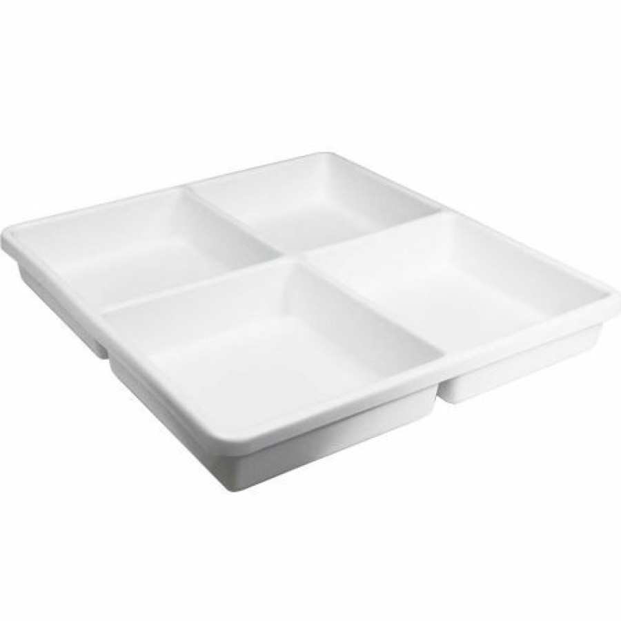 Containers & Organizers * | Trippnt White Polystyrene Big 4 Compartment Drawer Organizer, 19"W X 18"D X 2"H