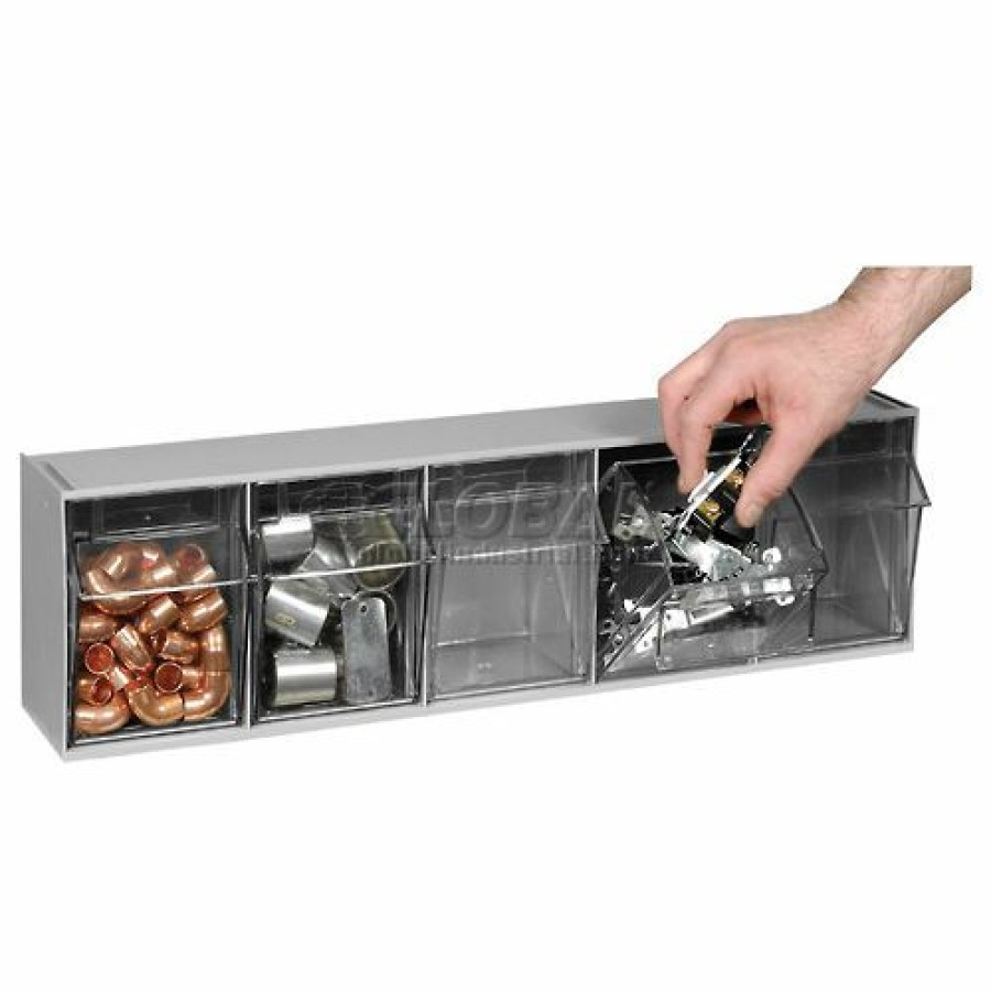 Containers & Organizers * | Quantum Storage Systems Quantum Tip Out Storage Bin Qtb305 5 Compartments Gray