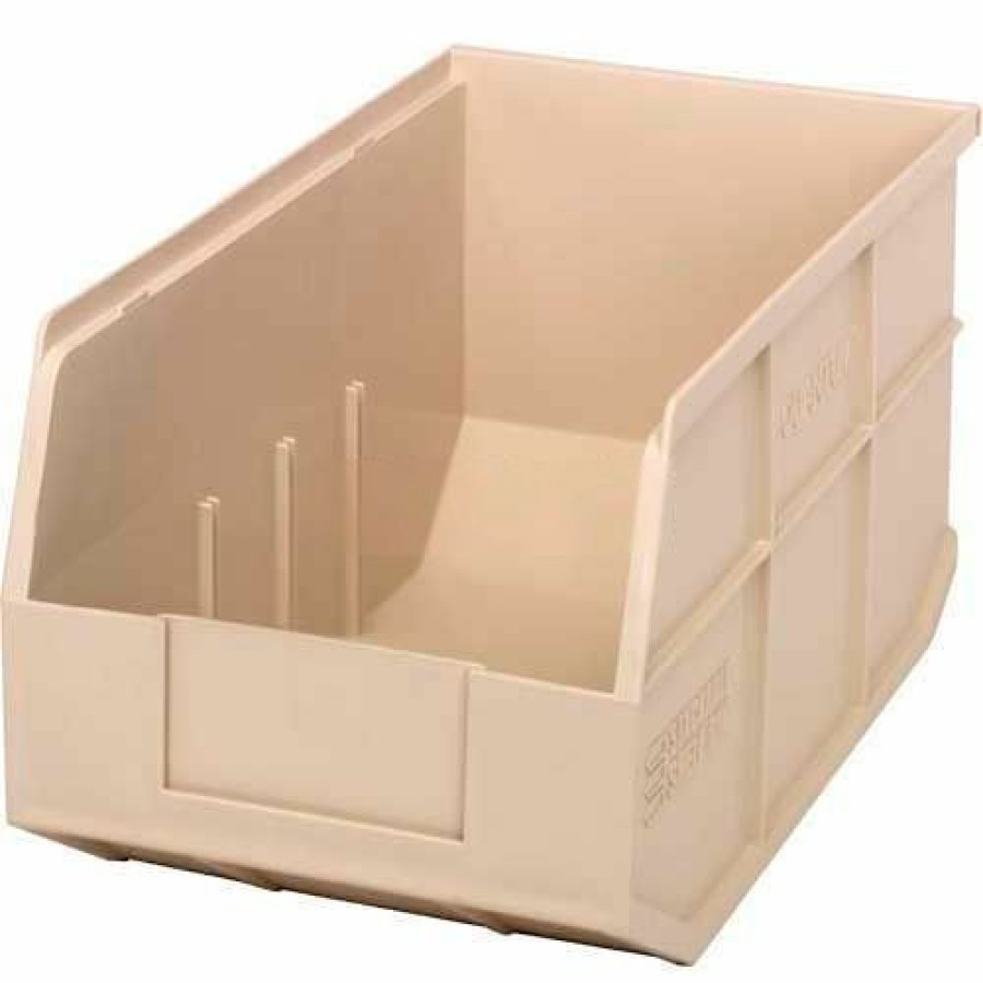 Containers & Organizers * | Quantum Storage Systems Quantum Plastic Stacking And Hanging Shelf Bin Ssb443 8-1/4"W X 14"D X 7"H, Ivory Pkg Qty 12