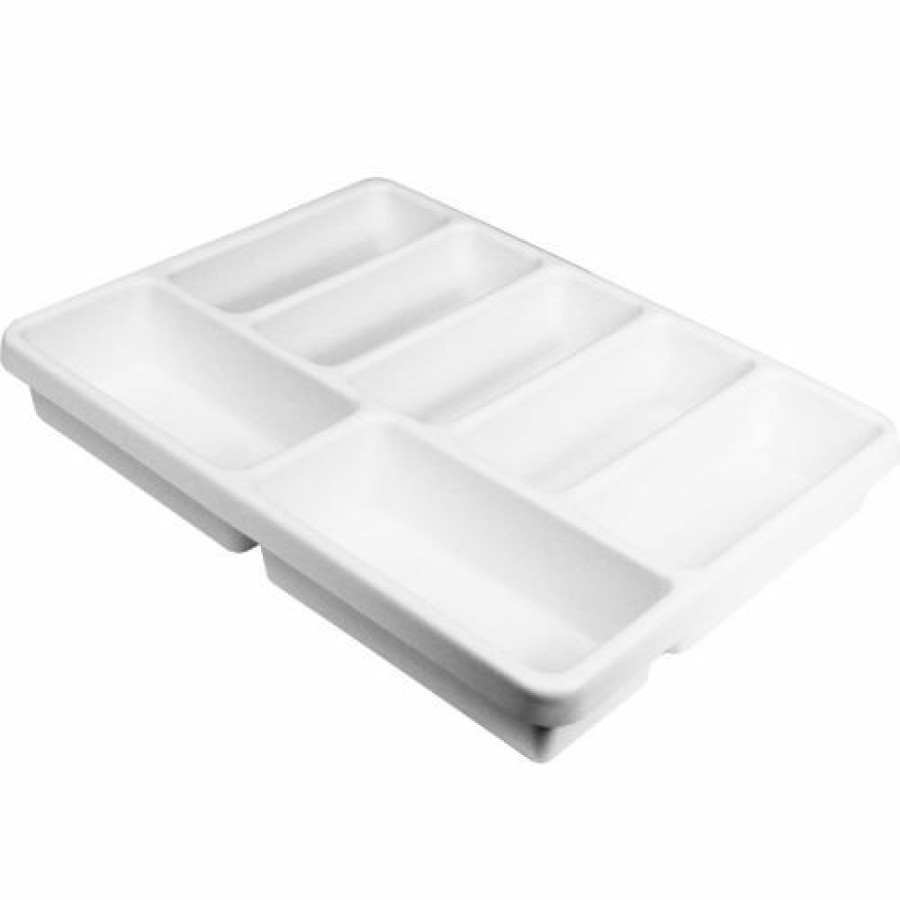 Containers & Organizers * | Trippnt White Polystyrene 7 Compartment Drawer Organizer, 17"W X 13"D X 2"H