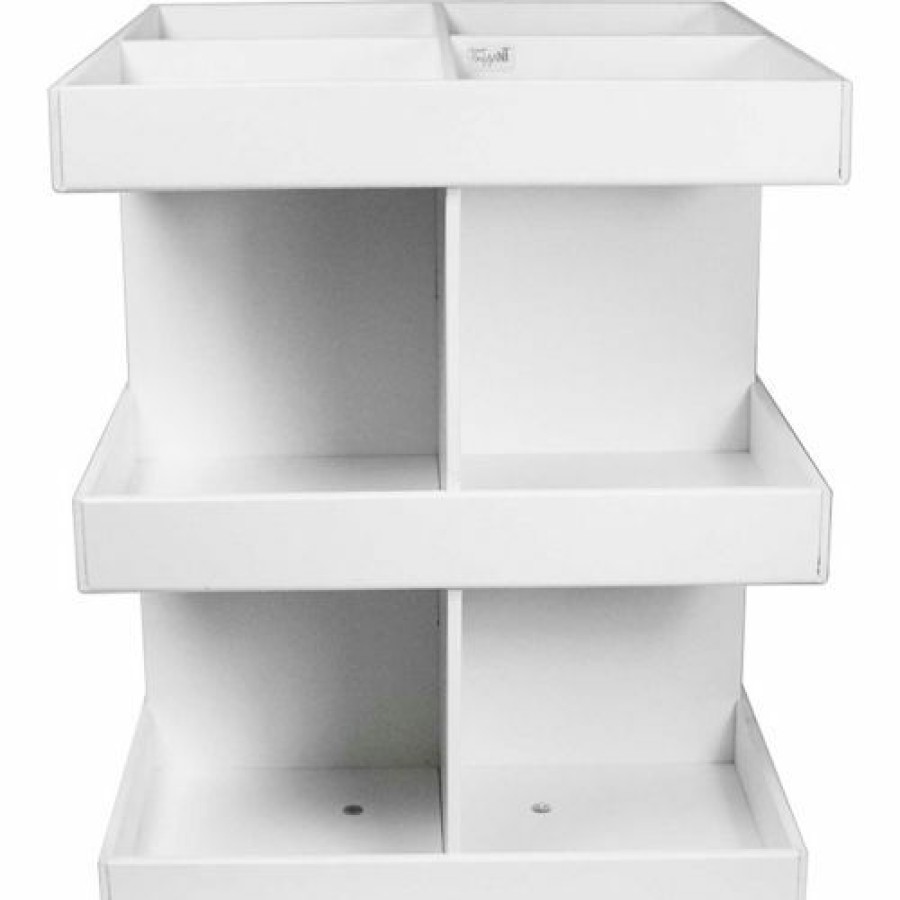 Containers & Organizers * | Trippnt White Pvc Triple 360 Degree Rotating Shelf Station, 12"W X 12"D X 15"H