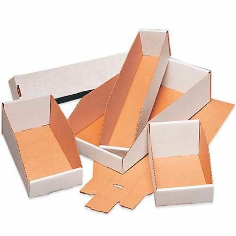 Containers & Organizers * | 6" X 15" X 4-1/2" Open Top White Corrugated Bin Boxes Pkg Qty 50