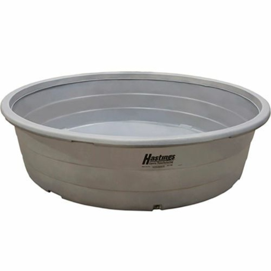 Containers & Organizers * | Hastings Poly Stock Tank Hp206 Round 320 Gallon 74"L X 74"W X 24"H With Drain Plug Gray