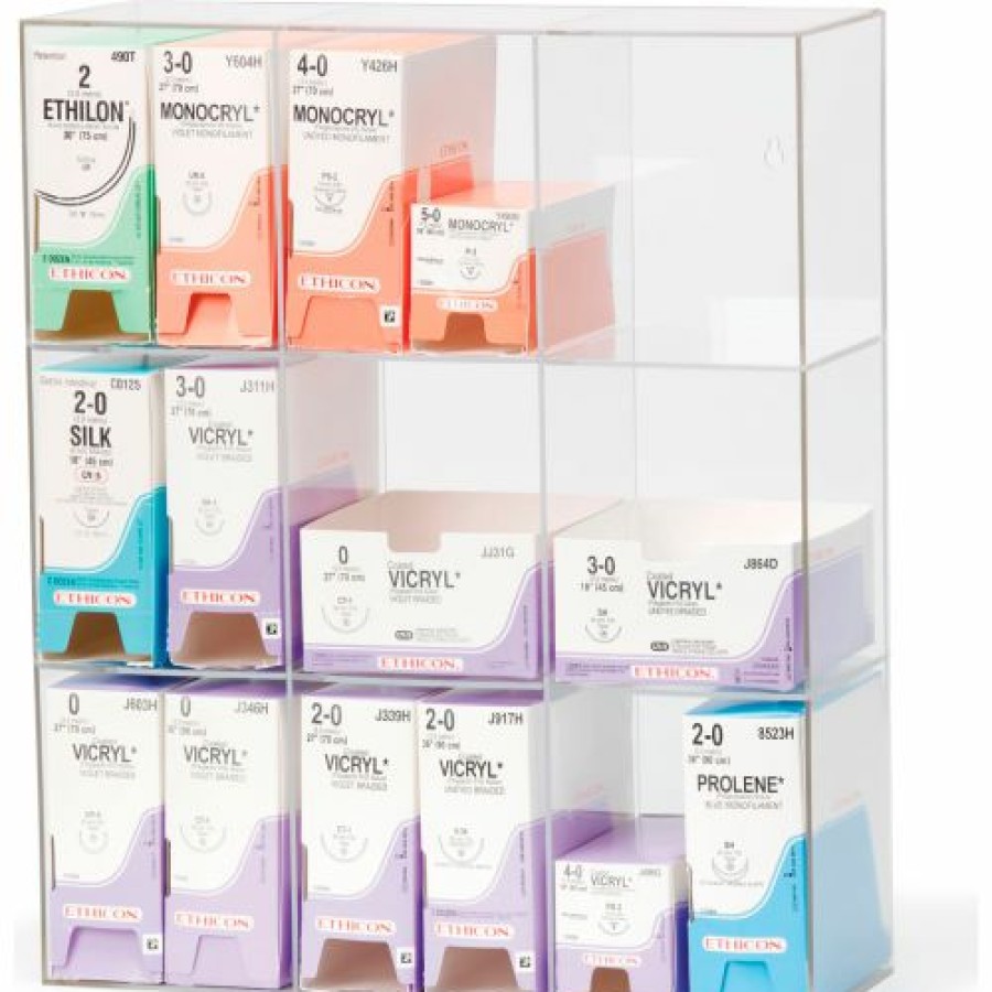 Containers & Organizers * | Omnimed Triple Suture Rack, Acrylic, 9 Bins, 15-3/4"W X 5-1/2"D X 18-1/4"H