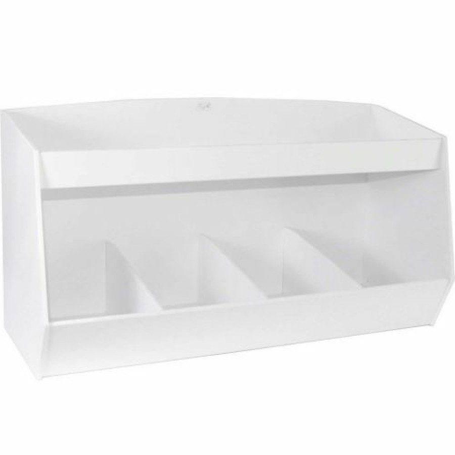 Containers & Organizers * | Trippnt White Pvc Storage Bin With 4 Compartments And 1 Shelf, 24"W X 10"D X 13"H