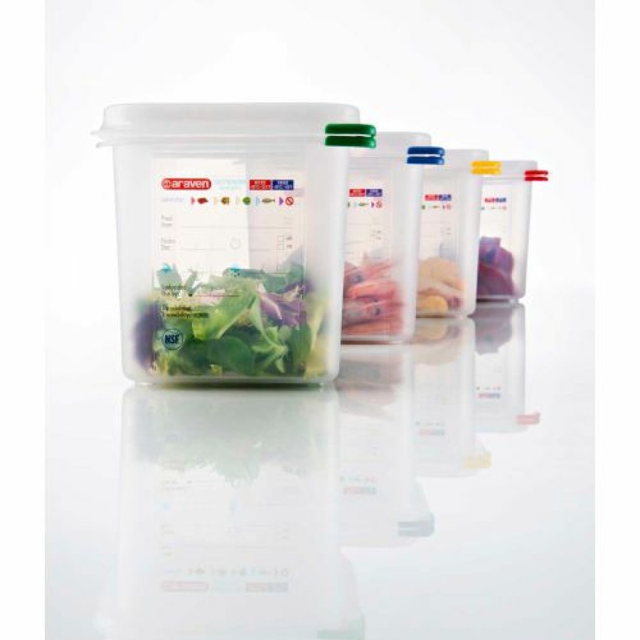 Containers & Organizers * | Araven 03036 Food Container, Airtight, W/Lid, Pp, 14.4 Qt., 1/1 Size, Colorclip , Transparent Pkg Qty 6