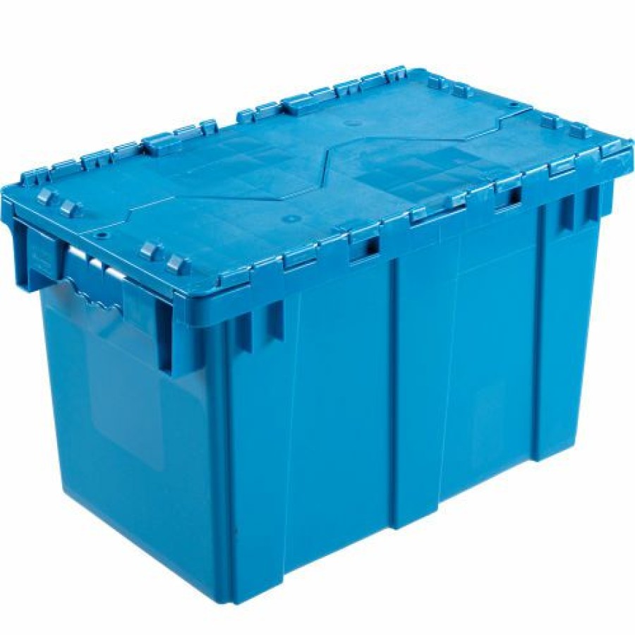 Containers & Organizers * | Global Industrial Plastic Attached Lid Shipping & Storage Container Dc2213-12 22-3/8X13X13 Bl