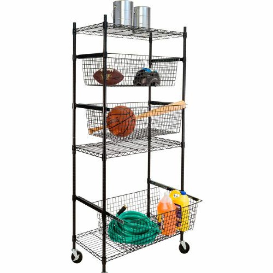 Containers & Organizers * | Honey-Can-Do All-Star Sports Equipment Shelf, 35-1/2"L X 17-15/16"W X 73-5/8"H Black