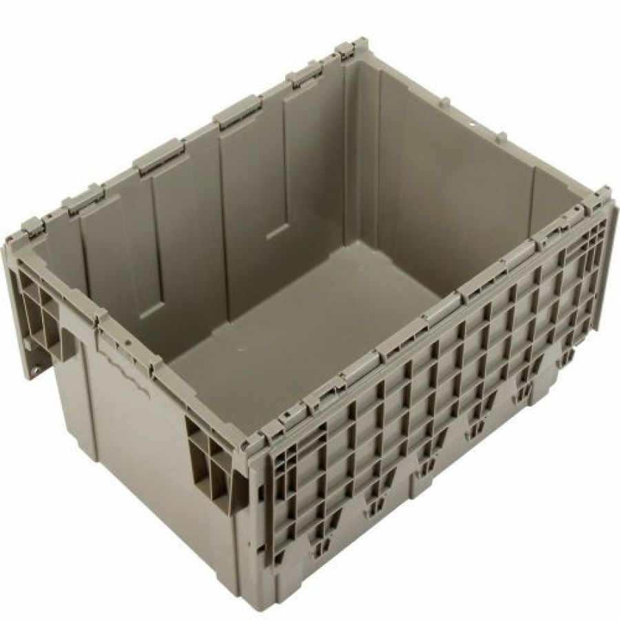 Containers & Organizers * | Global Industrial Plastic Shipping/Storage Tote W/Attached Lid, 28-1/8"X20-3/4"X15-5/8", Gray