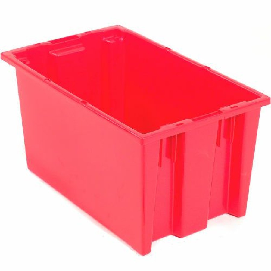 Containers & Organizers * | Global Industrial Stack And Nest Storage Container Snt185 No Lid 18 X 11 X 9, Red Pkg Qty 6