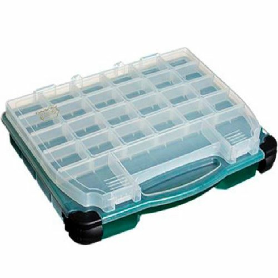 Containers & Organizers * | Plano Molding Plano 395010 Double Cover Lockjaw Compartment Box, 14-1/2"L X 11-3/4"W X 3-3/8"H, Green/Clear Pkg Qty 4