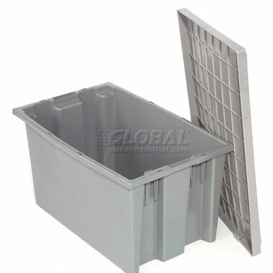 Containers & Organizers * | Akro-Mils Nest & Stack Tote 35180 18"L X 11"W X 6"H, Gray Pkg Qty 6