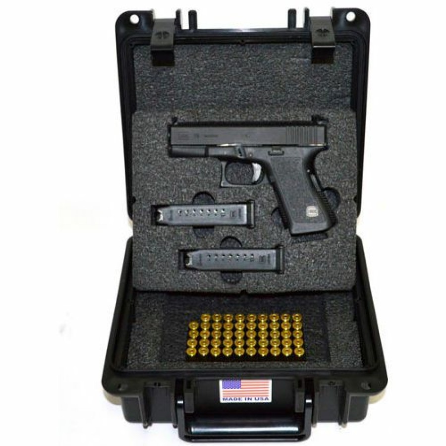 Containers & Organizers * | Quick Fire Cases Quick Fire Pistol Case With Glock Inserts & Lock Qf300Bklg3 Watertight, 10-11/16 9-3/4 4-13/16 Black