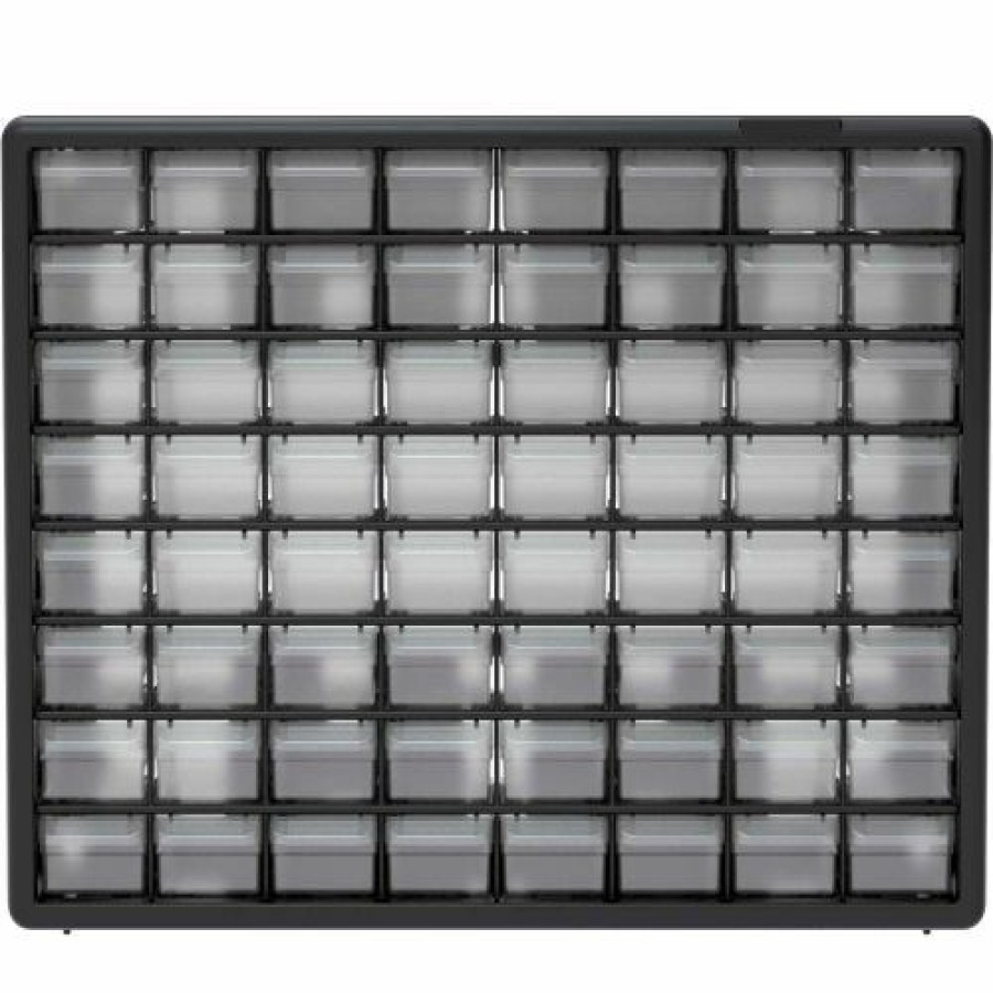 Containers & Organizers * | Akro-Mils Plastic Drawer Parts Cabinet 10164 20"W X 6-3/8"D X 15-13/16"H, Black, 64 Drawers