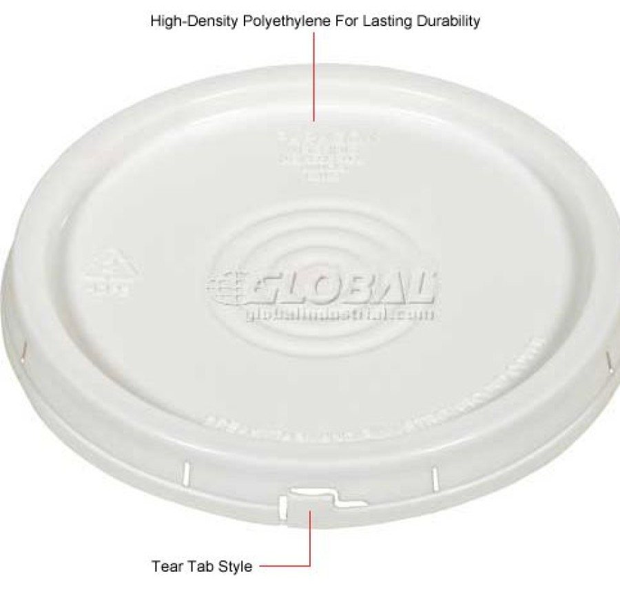 Containers & Organizers * | Vestil Tear-Tab Lid Lid-54-Pwt For 3 , 5 & 6 Gallon Open Head Pails White