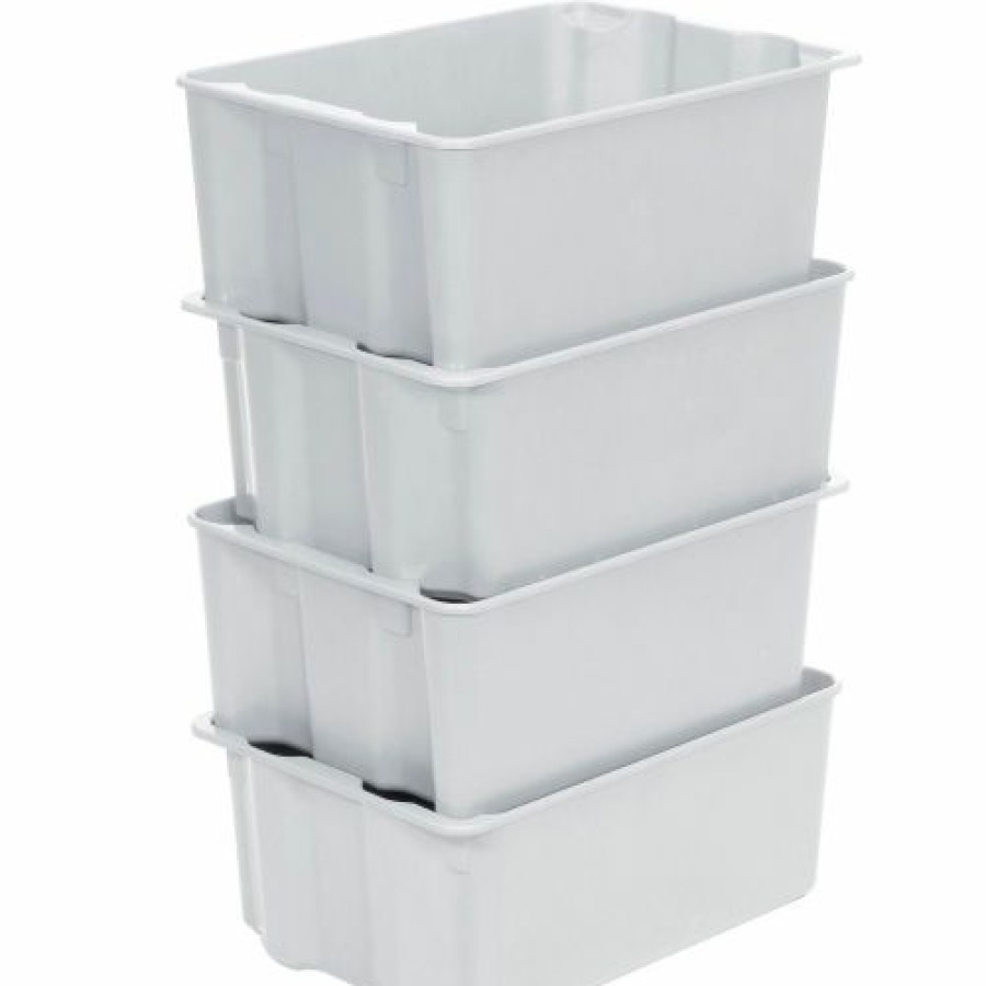 Containers & Organizers * | Mfg Tray Molded Fiberglass Nest And Stack Tote 780608 25-1/4" X 18" X10", Pkg Qty 5, White Pkg Qty 5