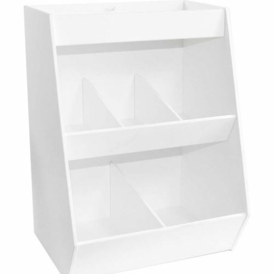 Containers & Organizers * | Trippnt White Lab Storage Bin With 5 Fixed Compartments And 1 Shelf, 12"W X 10"D X 16"H