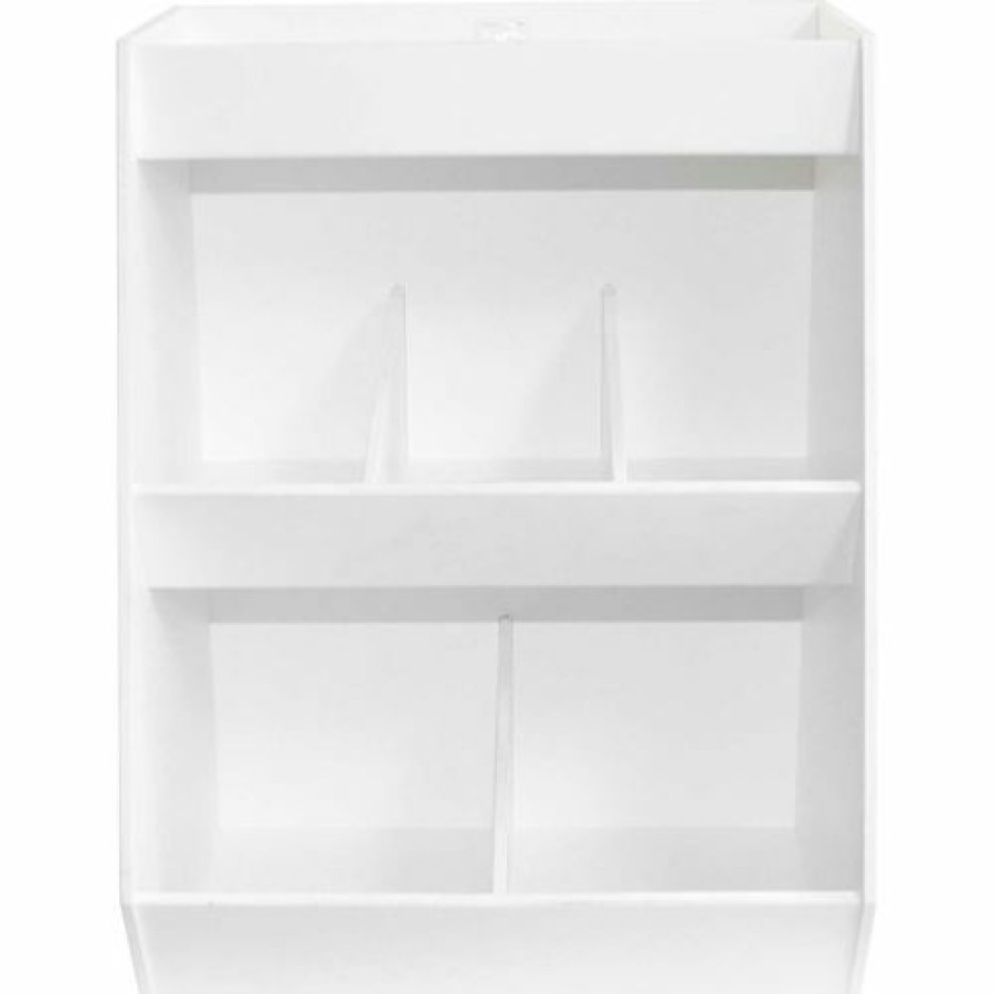 Containers & Organizers * | Trippnt White Lab Storage Bin With 5 Fixed Compartments And 1 Shelf, 12"W X 10"D X 16"H