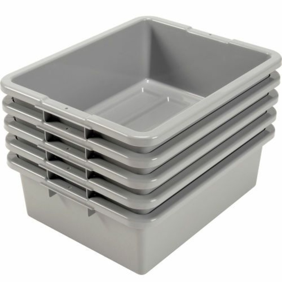 Containers & Organizers * | Global Industrial Nsf Plastic Bus Tub, 21-1/2"L X 17-3/4"W X 7"H, Gray Pkg Qty 5