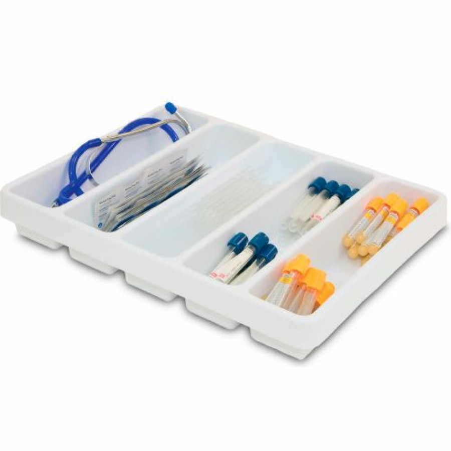 Containers & Organizers * | Trippnt White Polystyrene Big 5 Compartment Drawer Organizer, 17"W X 13"D X 2"H