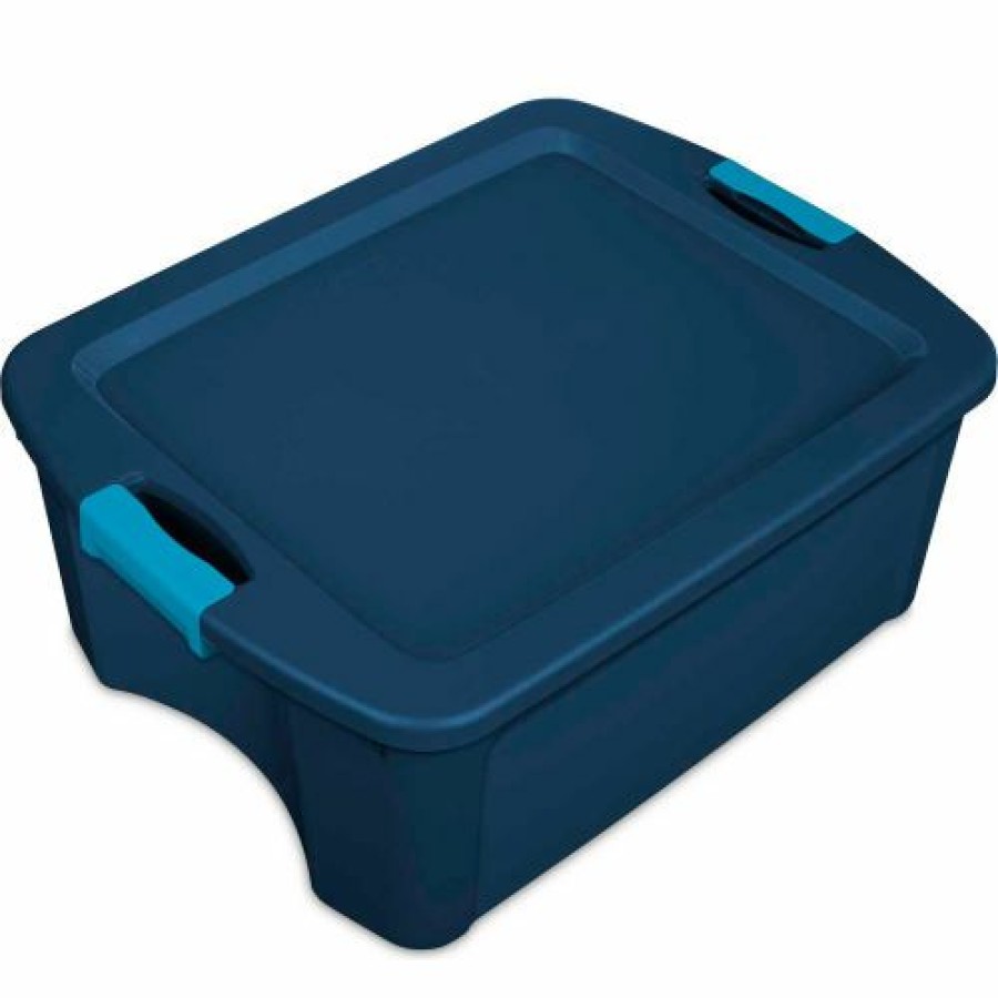 Containers & Organizers * | Sterilite Latch & Carry Tote 14447406 True Blue/Blue Aquarium 12 Gal. 23-5/8" X 18-5/8" X 9-1/4" Pkg Qty 6