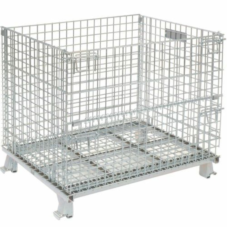 Containers & Organizers * | Nashville Wire Products Folding Wire Container Gc324028S4 40X32X34-1/2 2" Mesh Size 3000-4000 Lb. Cap